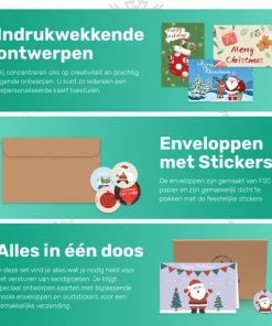 Giftmas Kerstkaarten - Wenskaarten - 36 Stuks - Met Enveloppen En Stickers - 10x15cm -Parker Shop 550x536 1