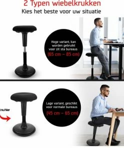 Dynaseat Ergonomische Wiebelkruk – Hoogte 45-65 Cm Voor Normale Bureau's– Bureaukruk – Kruk – Balanskruk – In Hoogte Verstelbaar – ∅33cm – Zwart -Parker Shop 550x537 1