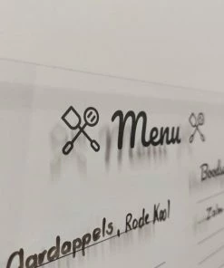 WireDesign Menuplanner 40x35 Cm - Acryl - Nederlands - Inclusief Stift En Montagemateriaal. Uitwisbaar En Herschrijfbaar - Transparant - Memobord / Planbord / Whiteboard -Parker Shop 550x543