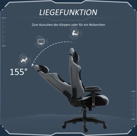 Vinscetto Vinsetto Ergonomische Gamestoel Draaistoel Verstelbare Rugleuning Elastaanstof Zwart 921-500 7 Vinscetto Vinsetto Ergonomische Gamestoel Draaistoel Verstelbare Rugleuning Elastaanstof Zwart 921-500 - Afbeelding 7