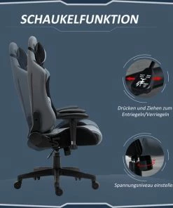 Vinscetto Vinsetto Ergonomische Gamestoel Draaistoel Verstelbare Rugleuning Elastaanstof Zwart 921-500 16 Vinscetto Vinsetto Ergonomische Gamestoel Draaistoel Verstelbare Rugleuning Elastaanstof Zwart 921-500 -Parker Shop 550x545