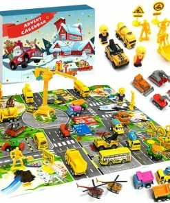 Happyment® Adventskalender Kinderen 2022 - Inclusief Speelmat - Bouwers Editie - Auto Liefhebber - Kerstcadeau - Jongens - 24 Stuks