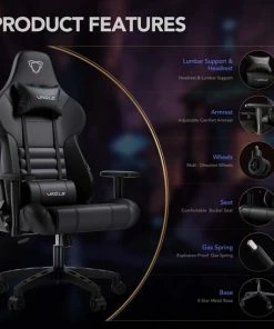 InHarmony® Luxe Ergonomische Gaming Bureaustoel - Game Stoel - Zwart - Met Wielen -Parker Shop 550x548 4