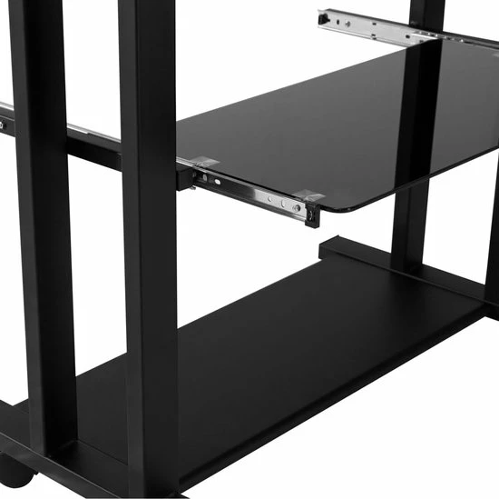 HOMCOM Op Wielen Bureau Computertafel Bureau Werktafel Met Glazen Aflegvlak Zwart 920-015 7 HOMCOM Op Wielen Bureau Computertafel Bureau Werktafel Met Glazen Aflegvlak Zwart 920-015 - Afbeelding 7