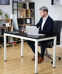 Merkloos Bureau, Grote Computertafel, Stabiele En Mooie Kantoortafel Met Groot Werkblad, PC-tafel Voor Thuiskantoor, Eenvoudige Montage, 120 X 76 X 60 Cm (B X H X D), Zwart En Wit LWD64B -Parker Shop 550x550 13