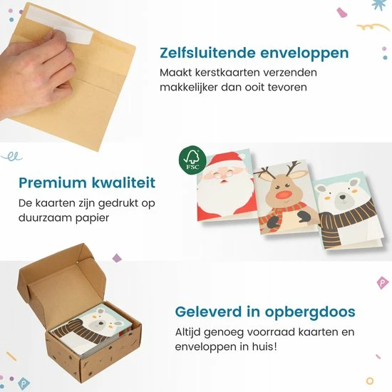 Partizzle® Partizzle 36x Schattige Kerstkaarten Met Enveloppen Set - Leuke Wenskaarten Versturen - Ansichtkaarten Kerst 2022 - 15x10 Cm 5 Partizzle® Partizzle 36x Schattige Kerstkaarten Met Enveloppen Set - Leuke Wenskaarten Versturen - Ansichtkaarten Kerst 2022 - 15x10 Cm - Afbeelding 5