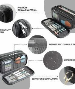 Etui Grote Potlood Case Grote Capaciteit Potlood Tas Draagbare Kantoor Kantoorartikelen Make-up Tas Schoolbenodigdheden Geschikt Voor Midden Middelbare School College Studenten Meisjes Jongens Tiener Opslag Organizer Geschenken (Zwart) -Parker Shop 550x550 182