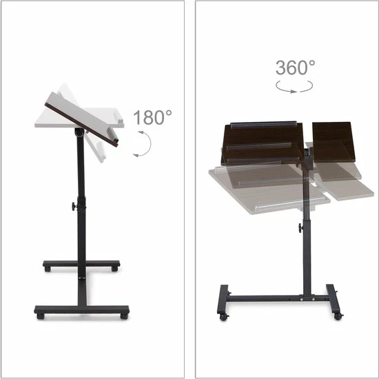 Relaxdays Laptoptafel Op Wieltjes - Hout - Laptopstandaard - Ook Voor Linkshandigen - Zwart 7 Relaxdays Laptoptafel Op Wieltjes - Hout - Laptopstandaard - Ook Voor Linkshandigen - Zwart - Afbeelding 7