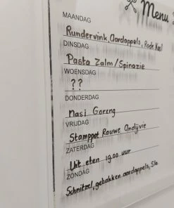 WireDesign Menuplanner 40x35 Cm - Acryl - Nederlands - Inclusief Stift En Montagemateriaal. Uitwisbaar En Herschrijfbaar - Transparant - Memobord / Planbord / Whiteboard -Parker Shop 550x550 30