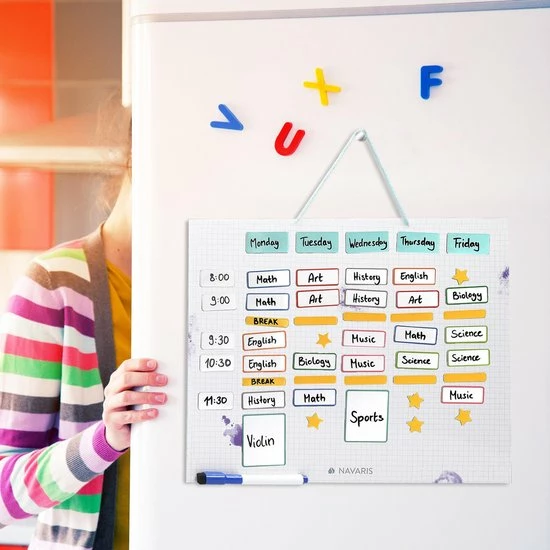 Navaris Magnetische Weekplanner - 40 X 32 Cm - Inclusief 115 Stickers En Stift - Uitwisbare Familieplanner - Magneetbord - Wit 4 Navaris Magnetische Weekplanner - 40 X 32 Cm - Inclusief 115 Stickers En Stift - Uitwisbare Familieplanner - Magneetbord - Wit - Afbeelding 4