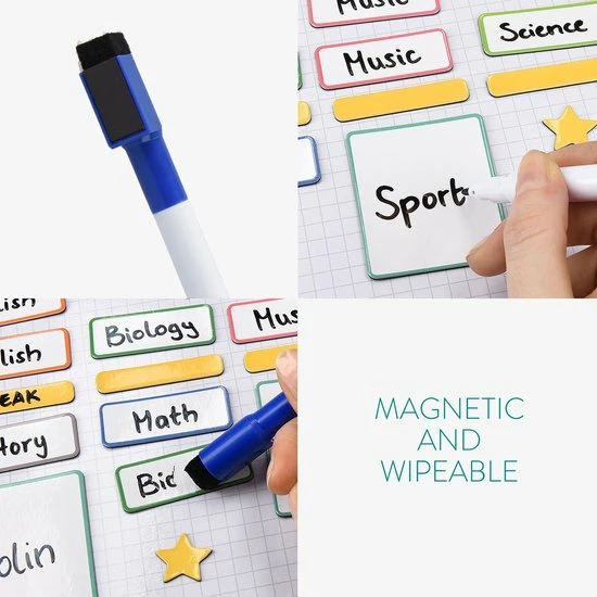 Navaris Magnetische Weekplanner - 40 X 32 Cm - Inclusief 115 Stickers En Stift - Uitwisbare Familieplanner - Magneetbord - Wit 7 Navaris Magnetische Weekplanner - 40 X 32 Cm - Inclusief 115 Stickers En Stift - Uitwisbare Familieplanner - Magneetbord - Wit - Afbeelding 7