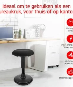 Dynaseat Ergonomische Wiebelkruk – Hoogte 45-65 Cm Voor Normale Bureau's– Bureaukruk – Kruk – Balanskruk – In Hoogte Verstelbaar – ∅33cm – Zwart -Parker Shop 550x550 501