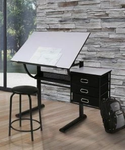 Trend24 - Schrijftafel - Tekentafel - Bureau - Met Kruk - Verstelbaar - Opbergruimte - Zwart - Wit 11 Trend24 - Schrijftafel - Tekentafel - Bureau - Met Kruk - Verstelbaar - Opbergruimte - Zwart - Wit -Parker Shop 550x550 518
