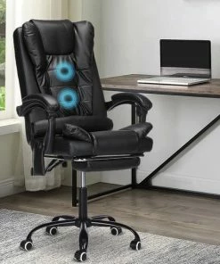 Snailhome Bureaustoel - Ergonomische Draaistoel En Computerstoel - Met Massagefunctie - Belastbaar Tot 150 Kg - Zwart - 61 X 50 X 123cm -Parker Shop 550x550 690