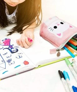 LIXIN Staande Etui - Roze Kat - Pennenzak Voor Jongens En Meisjes - Canvas - Linnen - School Etui - Staande Etui Voor Kinderen En Volwassenen - School - Terug Naar School - Back To School - Leuke Telescopishe Pennenhouder - Leuk Etui - Gift - Cadeau -Parker Shop 550x550 757