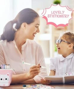 LIXIN Staande Etui - Roze Kat - Pennenzak Voor Jongens En Meisjes - Canvas - Linnen - School Etui - Staande Etui Voor Kinderen En Volwassenen - School - Terug Naar School - Back To School - Leuke Telescopishe Pennenhouder - Leuk Etui - Gift - Cadeau -Parker Shop 550x550 758