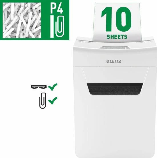 Leitz IQ Premium Protect 10X Ultrastille Papierversnipperaar P-4 Snippers Voor Thuis/Thuiswerkplek - Invoer Tot 10 Vellen - Wit 5 Leitz IQ Premium Protect 10X Ultrastille Papierversnipperaar P-4 Snippers Voor Thuis/Thuiswerkplek - Invoer Tot 10 Vellen - Wit - Afbeelding 5