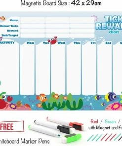 CKB Ltd - Familieagenda Planbord Weekplanner Familie Kalender Beloningssysteem Week Agenda White Bord Magnetisch Voor Kinderen - Ocean Creatures