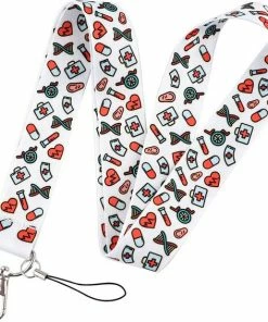 DW4Trading Sleutelkoord Medicijnen Pillen Verzorging - Sleutelhanger - Keycord - Lanyard - Lengte 48 Cm - Wit