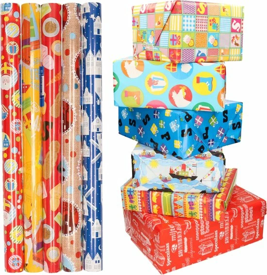 Shoppartners 5x Sinterklaas Inpakpapier 2 Shoppartners 5x Sinterklaas Inpakpapier - Afbeelding 2