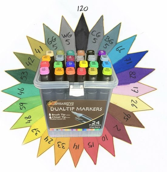 Hephaestus Essentials. ℋephaestus ℰssentials - 24 Premium Dual-tip Markers - Dubbele Markeer Stift 4 Hephaestus Essentials. ℋephaestus ℰssentials - 24 Premium Dual-tip Markers - Dubbele Markeer Stift - Afbeelding 4