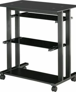 HOMCOM Op Wielen Bureau Computertafel Bureau Werktafel Met Glazen Aflegvlak Zwart 920-015 13 HOMCOM Op Wielen Bureau Computertafel Bureau Werktafel Met Glazen Aflegvlak Zwart 920-015 -Parker Shop 550x570