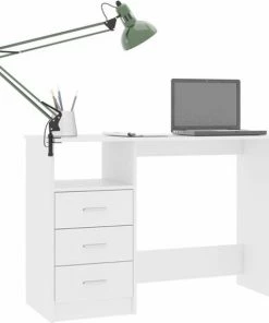 VidaXL Bureau Met Lades 110x50x76 Cm Spaanplaat Wit -Parker Shop 550x572 1