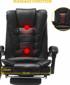 Snailhome Bureaustoel - Ergonomische Draaistoel En Computerstoel - Met Massagefunctie - Belastbaar Tot 150 Kg - Zwart - 61 X 50 X 123cm -Parker Shop 550x575 4