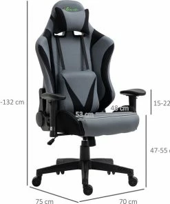 Vinscetto Vinsetto Ergonomische Gamestoel Draaistoel Verstelbare Rugleuning Elastaanstof Zwart 921-500 13 Vinscetto Vinsetto Ergonomische Gamestoel Draaistoel Verstelbare Rugleuning Elastaanstof Zwart 921-500 -Parker Shop 550x586