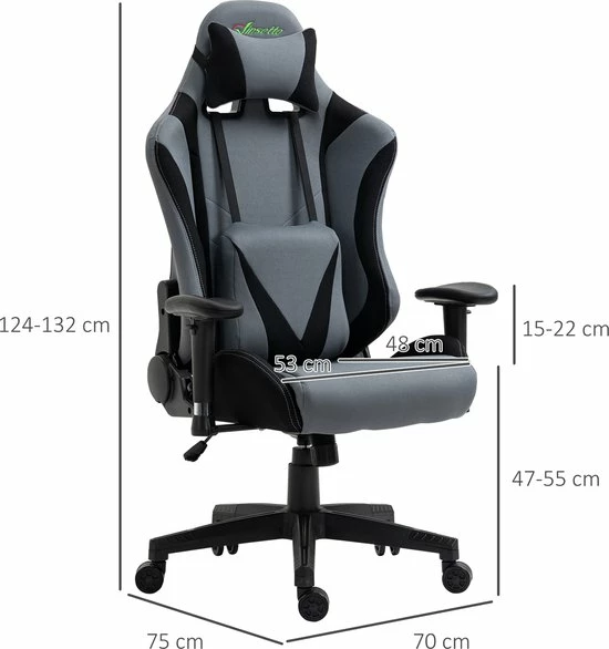 Vinscetto Vinsetto Ergonomische Gamestoel Draaistoel Verstelbare Rugleuning Elastaanstof Zwart 921-500 3 Vinscetto Vinsetto Ergonomische Gamestoel Draaistoel Verstelbare Rugleuning Elastaanstof Zwart 921-500 - Afbeelding 3