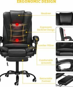 Snailhome Bureaustoel - Ergonomische Draaistoel En Computerstoel - Met Massagefunctie - Belastbaar Tot 150 Kg - Zwart - 61 X 50 X 123cm -Parker Shop 550x590 2