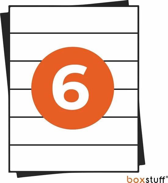 Boxstuff A4 Stickervellen - Ordner Etiketten Stickers - Geschikt Inktjet En Laser Printers - 6 Per Vel - 210x49,4MM 1 Boxstuff A4 Stickervellen - Ordner Etiketten Stickers - Geschikt Inktjet En Laser Printers - 6 Per Vel - 210x49,4MM