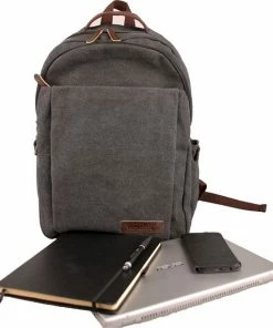 Yakfield - Rugzak - 20 Liter – Casual Model - Kado - Heren - Geschikt Voor Laptop - Handbagage- Schooltas - Zwart Antraciet Grijs- Vintage Canvas Katoen – Heren En Dames - 44 X 30 X 15 Cm - Pukkel -Parker Shop 550x612 2