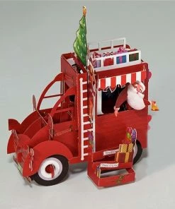 Popcards.nl Popcards Popup Kerstkaarten – Kerstkaart Vrolijke Kerstman Citroën 2CV Eend Auto Sneeuwpop Cadeautjes Pop-up Kaart 3D Wenskaart -Parker Shop 550x624