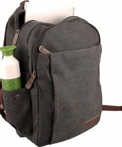Yakfield - Rugzak - 20 Liter – Casual Model - Kado - Heren - Geschikt Voor Laptop - Handbagage- Schooltas - Zwart Antraciet Grijs- Vintage Canvas Katoen – Heren En Dames - 44 X 30 X 15 Cm - Pukkel -Parker Shop 550x626