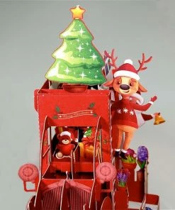 Popcards.nl Popcards Popup Kerstkaarten – Kerstkaart Vrolijke Kerstman Citroën 2CV Eend Auto Sneeuwpop Cadeautjes Pop-up Kaart 3D Wenskaart -Parker Shop 550x651