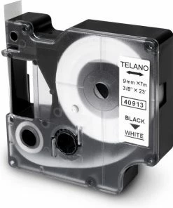 TELANO® Plastic Labels D1 40913 Voor Dymo LabelManager - Zwart Op Wit - 9 Mm X 7 M - S0720680 Label Tape - 1 Stuk
