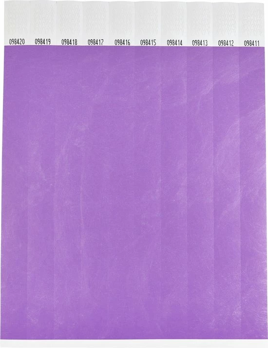 CombiCraft Blanco Tyvek Polsbandjes Paars - 100 Stuks 2 CombiCraft Blanco Tyvek Polsbandjes Paars - 100 Stuks - Afbeelding 2