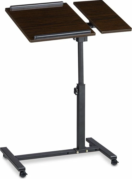 Relaxdays Laptoptafel Op Wieltjes - Hout - Laptopstandaard - Ook Voor Linkshandigen - Zwart 4 Relaxdays Laptoptafel Op Wieltjes - Hout - Laptopstandaard - Ook Voor Linkshandigen - Zwart - Afbeelding 4