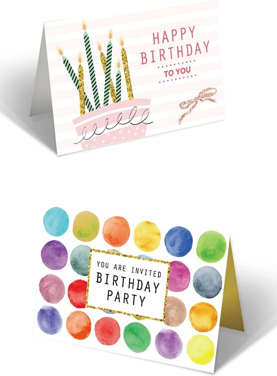 SUNMOOL Wenskaarten - Happy Birthday - Verjaardag - 10x15cm - Gevouwen Kaarten Met Enveloppen - 36 Stuks 2 SUNMOOL Wenskaarten - Happy Birthday - Verjaardag - 10x15cm - Gevouwen Kaarten Met Enveloppen - 36 Stuks - Afbeelding 2