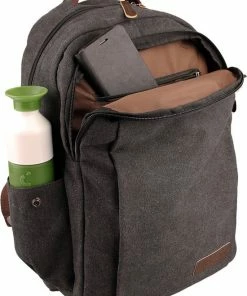 Yakfield - Rugzak - 20 Liter – Casual Model - Kado - Heren - Geschikt Voor Laptop - Handbagage- Schooltas - Zwart Antraciet Grijs- Vintage Canvas Katoen – Heren En Dames - 44 X 30 X 15 Cm - Pukkel -Parker Shop 550x750
