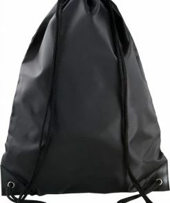 Merkloos Sport Gymtas/draagtas In Kleur Zwart Met Handig Rijgkoord 34 X 44 Cm Van Polyester En Verstevigde Hoeken