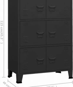 VidaXL Archiefkast Industrieel 75x40x115 Cm Metaal Zwart -Parker Shop 550x773 1