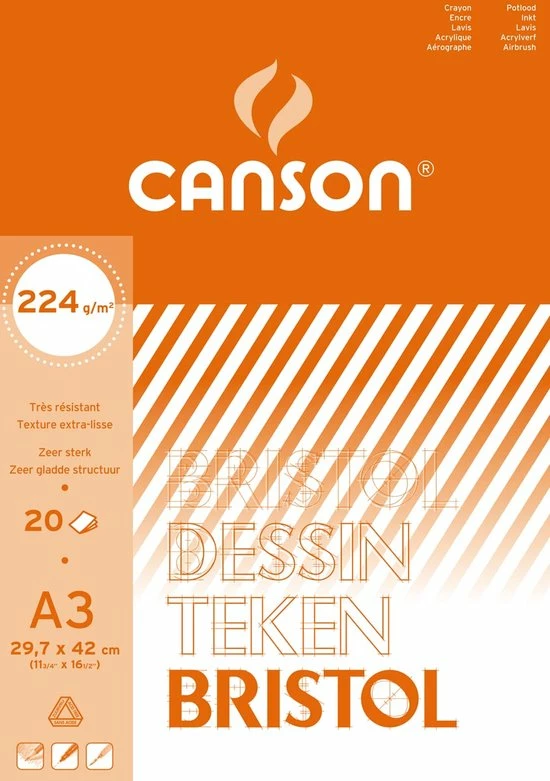 Canson Tekenblok Bristol Formaat 297 X 42 Cm (A3) 1 Canson Tekenblok Bristol Formaat 297 X 42 Cm (A3)