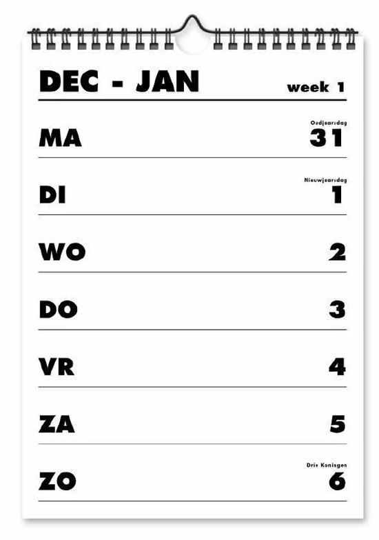 Hobbit Grootletter Weekkalender 2023 (A4 Formaat) Zwart - Kalender Voor Slechtzienden 3 Hobbit Grootletter Weekkalender 2023 (A4 Formaat) Zwart - Kalender Voor Slechtzienden - Afbeelding 3