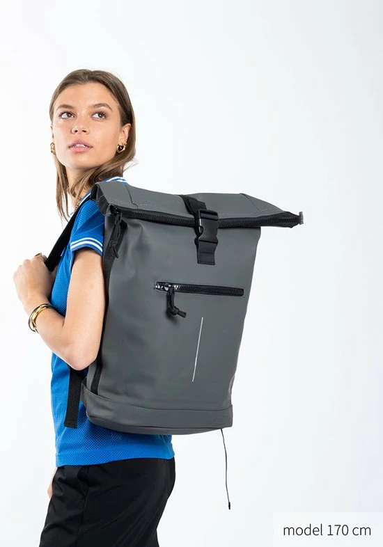 New Rebels® Mart - Rugtas - Grijs - Waterbestendig - Roll-top - 15.6151413121087 - 35x10x46cm - Rugzak / Backpack 11 New Rebels® Mart - Rugtas - Grijs - Waterbestendig - Roll-top - 15.6151413121087 - 35x10x46cm - Rugzak / Backpack - Afbeelding 11