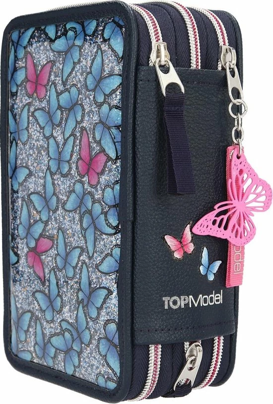 Topmodel Etui Butterfly 3-vaks Meisjes 13 X 20 Cm Donkerblauw 2 Topmodel Etui Butterfly 3-vaks Meisjes 13 X 20 Cm Donkerblauw - Afbeelding 2