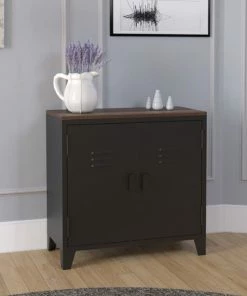 Vera Metal Archiefkast - Metalen - 75 Cmx 77 Cm X 38 Cm Opbergkast, Metalen Kast, Met Dubbele Deur, Magneetsluiting, Verstelbare Legplank, Stalen Frame, Industriële Stijl, Ruimtebesparend, Vintage Bruin-zwart