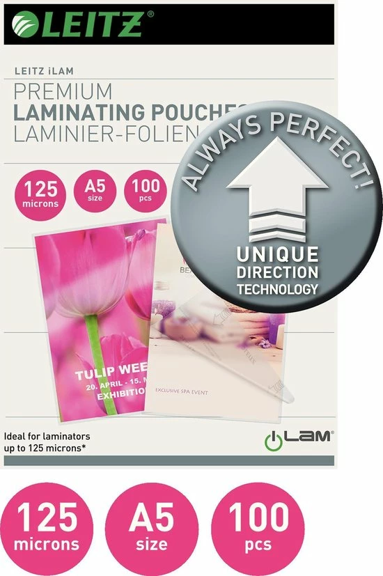 Leitz ILAM UDT Lamineerhoezen A5 125 Micron 100 Stuks 3 Leitz ILAM UDT Lamineerhoezen A5 125 Micron 100 Stuks - Afbeelding 3